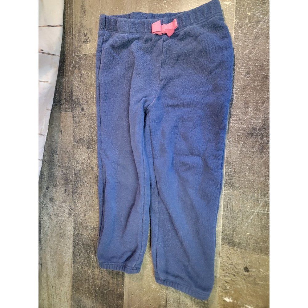 Gymboree Navy sweatpants youth 4 pink heart bow pants